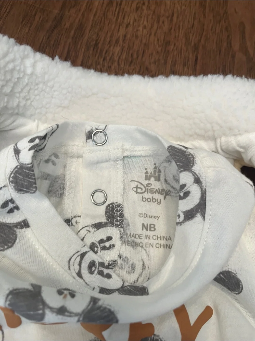 Disney Baby Cream & Light Blue Mickey 3-Piece Outfit